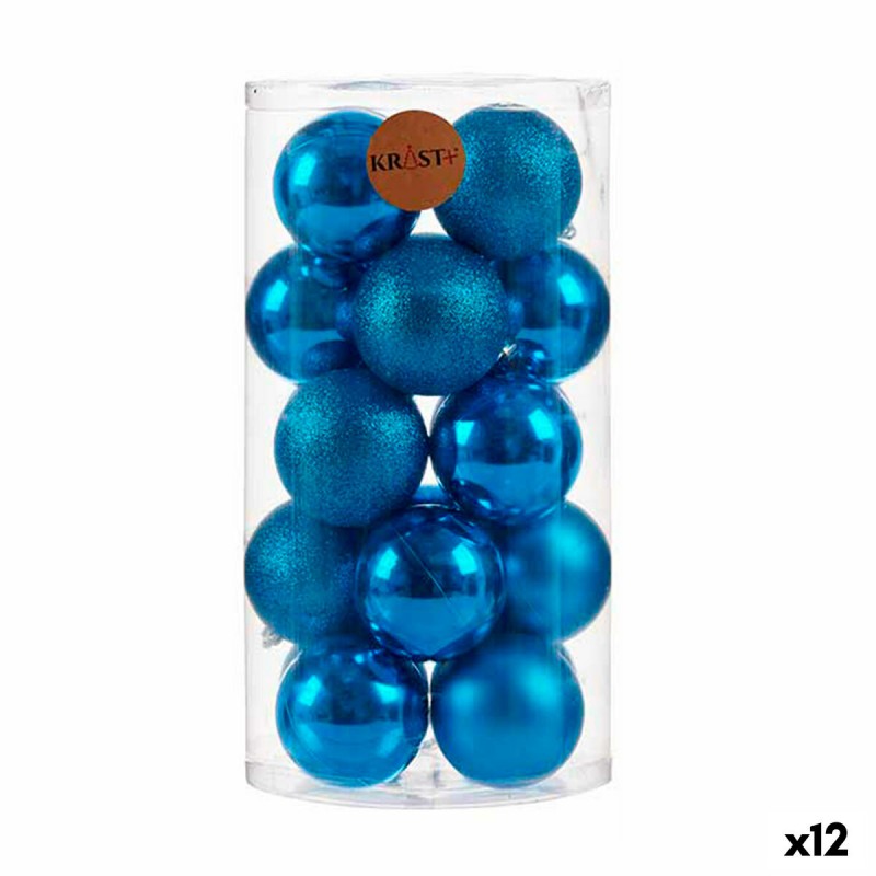 Lot de boules de Noël Bleu PVC (12...