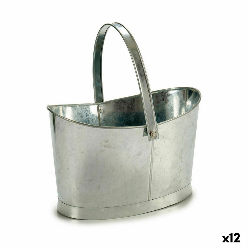 Plant pot Basket Silver Zinc 21 x...