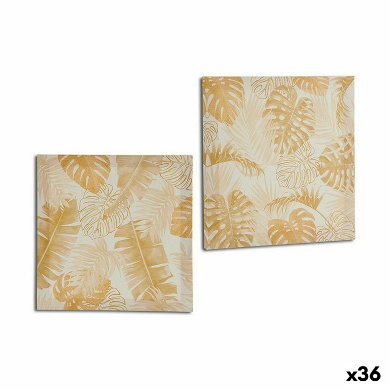 Canvas Blad van een plant Gouden 28 x...