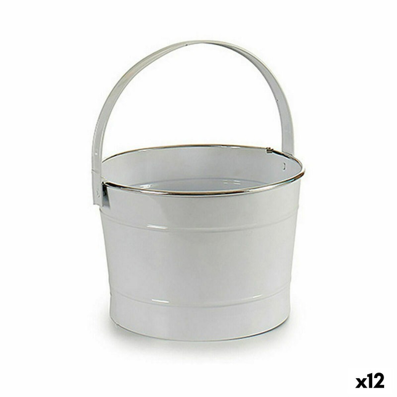 Cache-pot Seau Blanc Argenté Zinc 25...