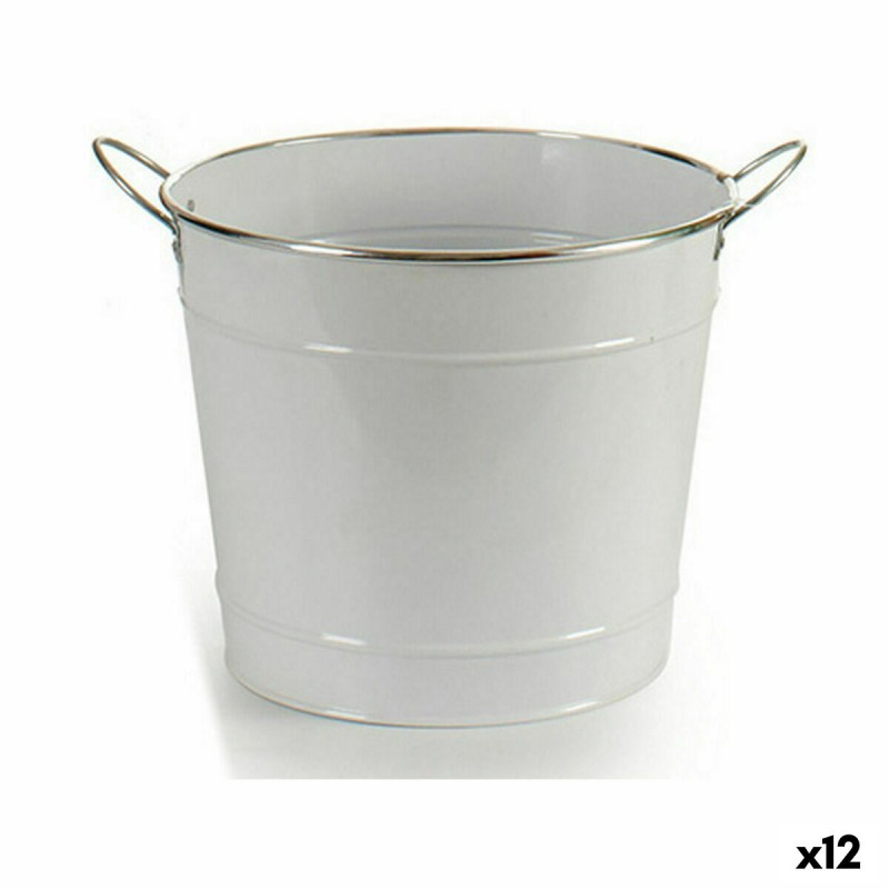 Vaso Secchio Bianco Argentato Zinco...