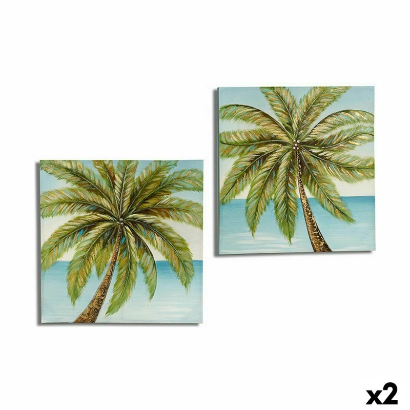 Canvas Palmboom Blauw Bruin Groen 3 x...