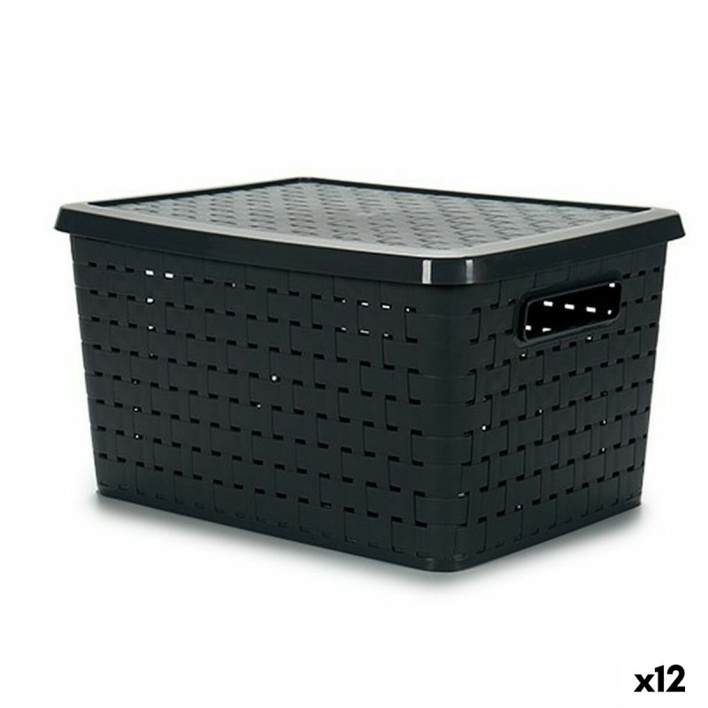 Wasmand Met deksel Grijs Plastic 40 L...