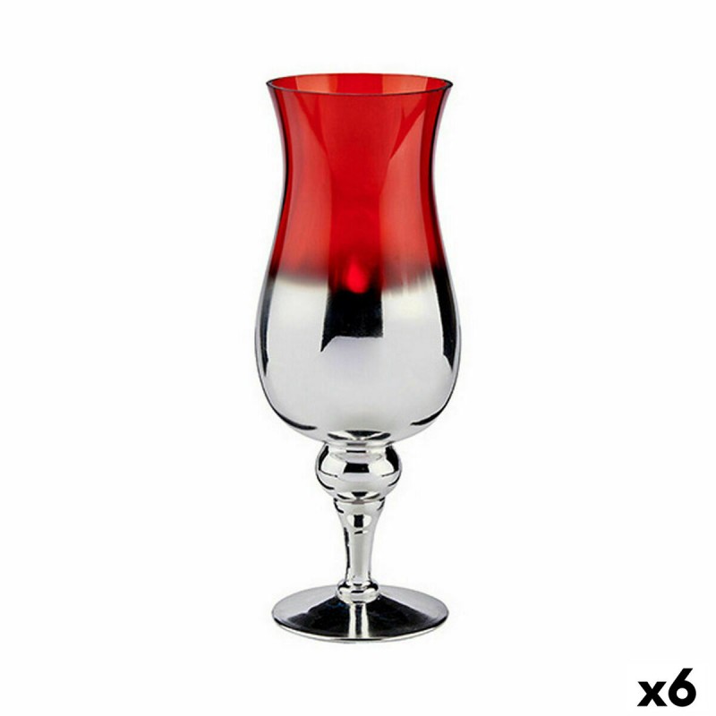 Candleholder Crystal Red Silver 13 x...