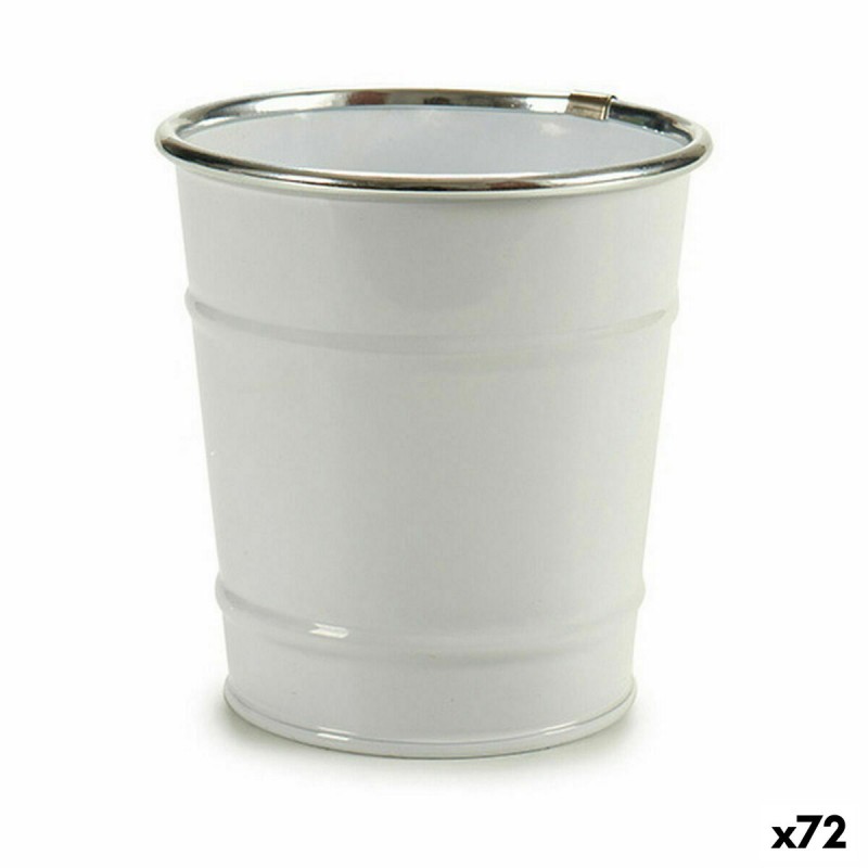 Vaso Secchio Bianco Argentato Zinco...