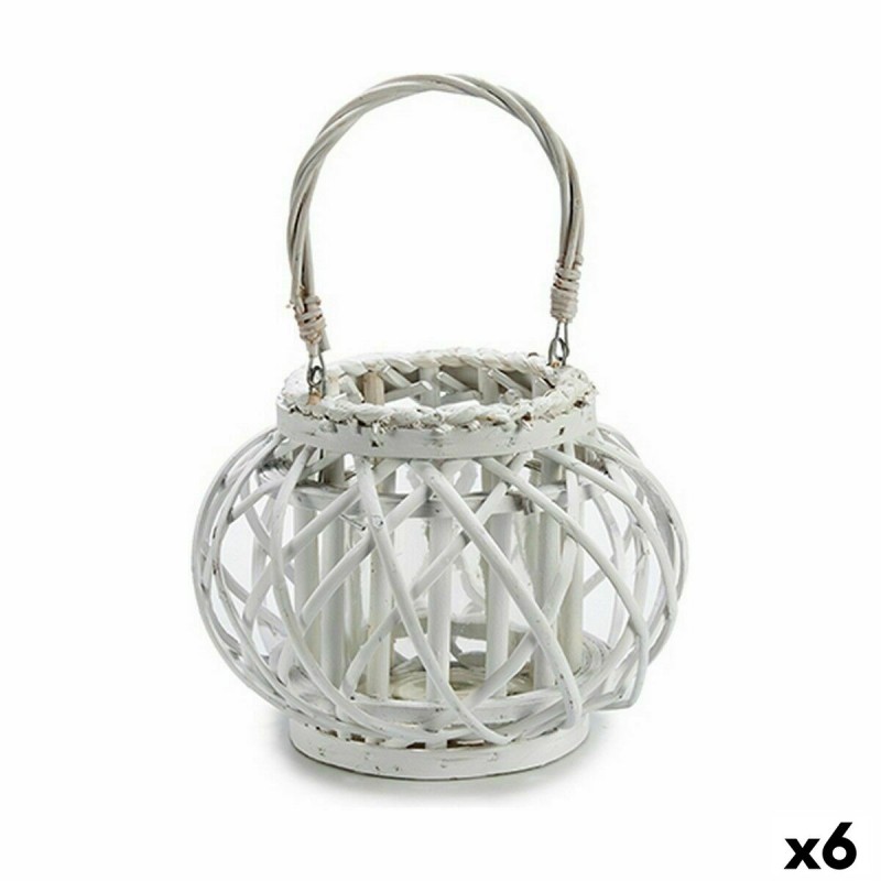 Candleholder White wicker Glass 30 x...