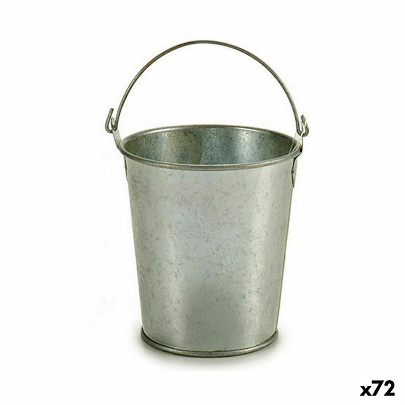 Cache-pot Seau Argenté Zinc 15,5 x 11...