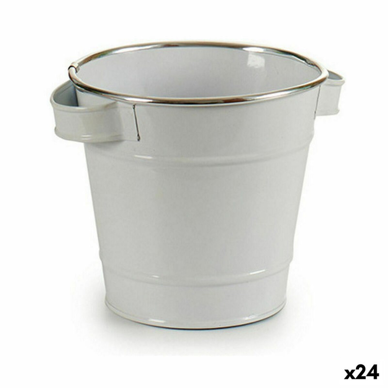 Vaso Secchio Bianco Argentato Zinco...