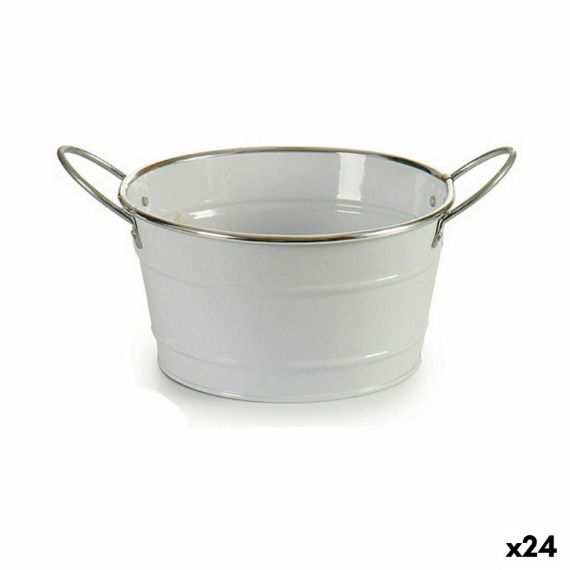 Planter Bucket White Silver Zinc 27,5...