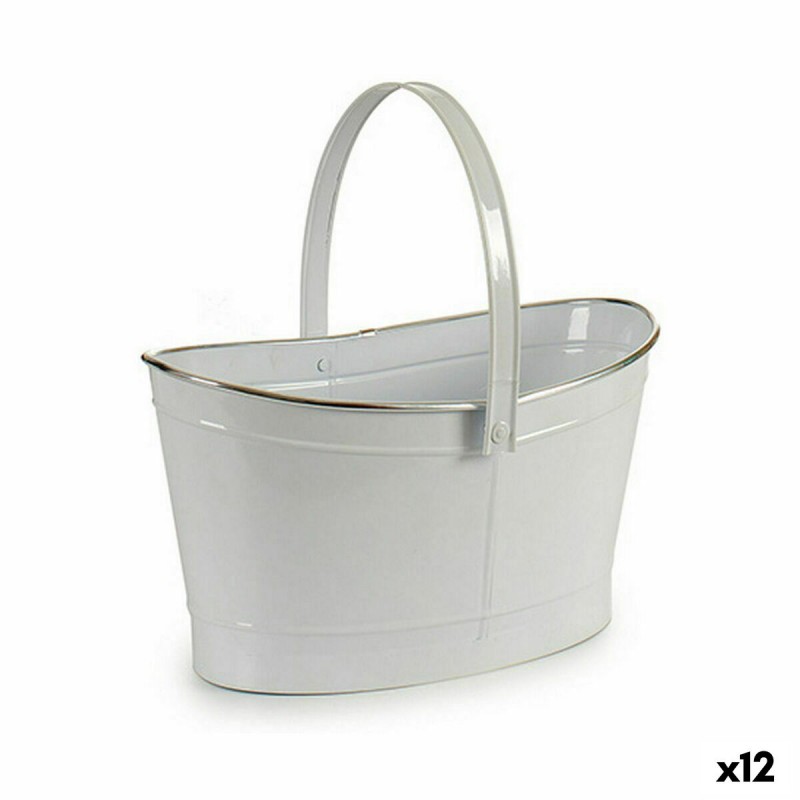 Cache-pot Panier Blanc Argenté Zinc...