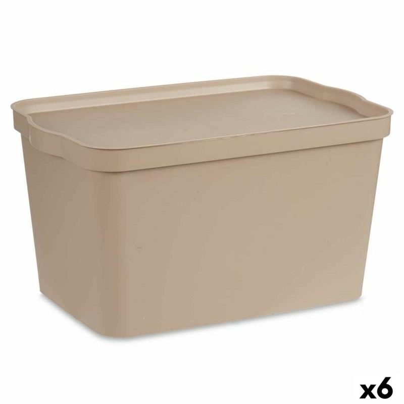 Storage Box with Lid Beige Plastic 24...