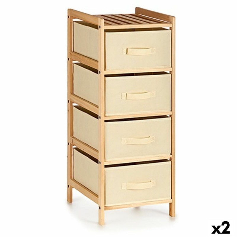 Chest of drawers Cream Wood Textile...