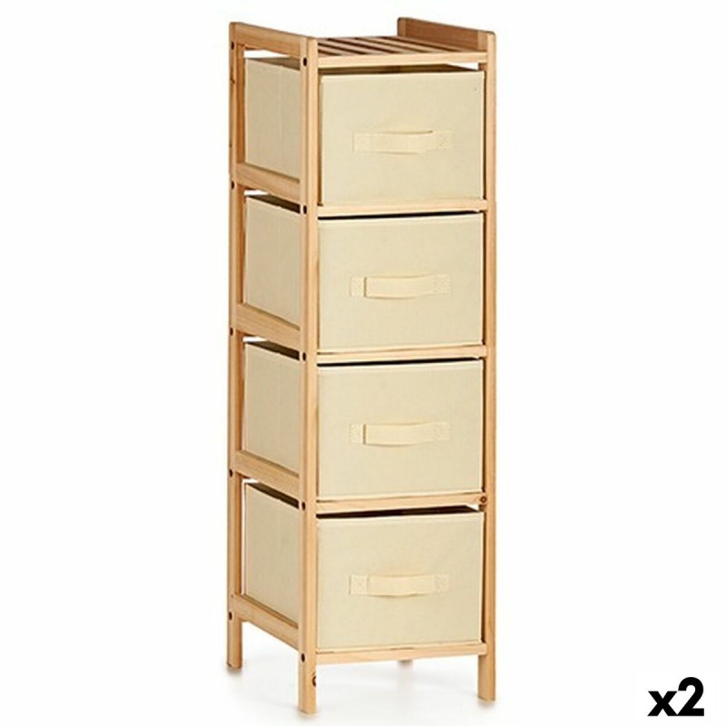 Chest of drawers Cream Wood Textile...