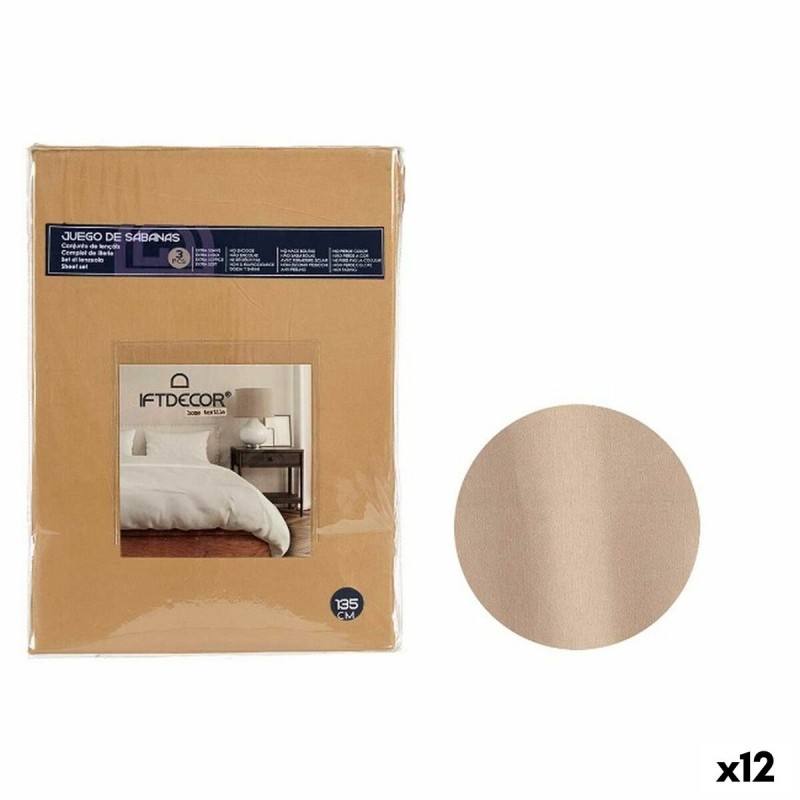 Jeu de draps Lit ½ persones Beige (12...