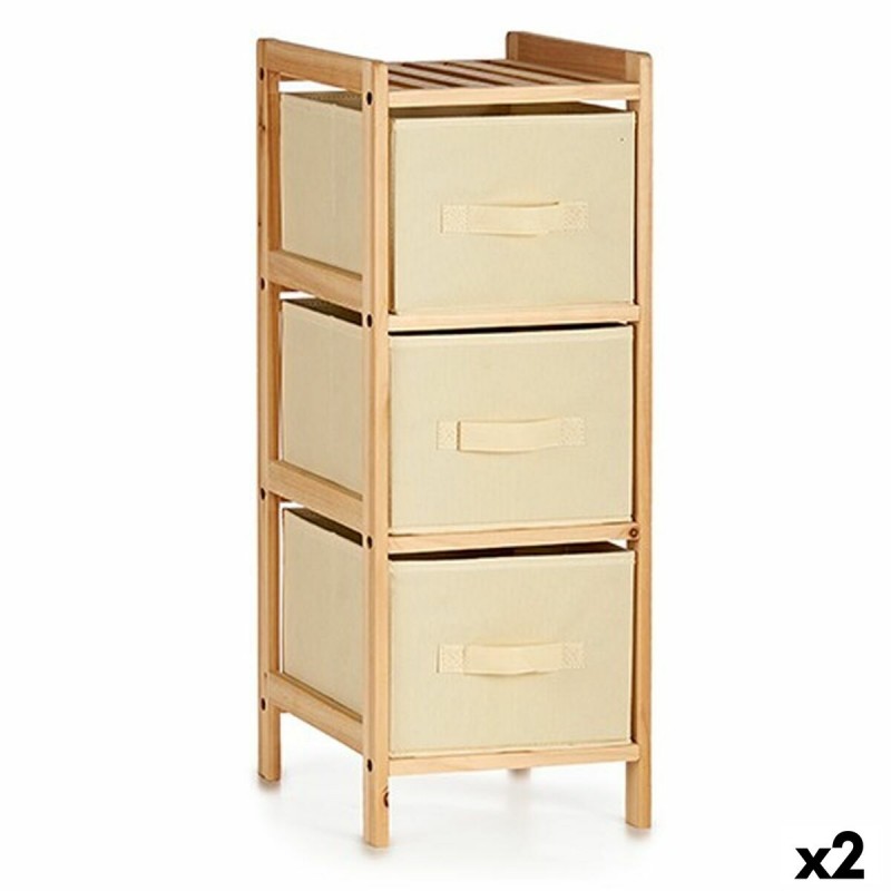 Chest of drawers Cream Wood Textile...