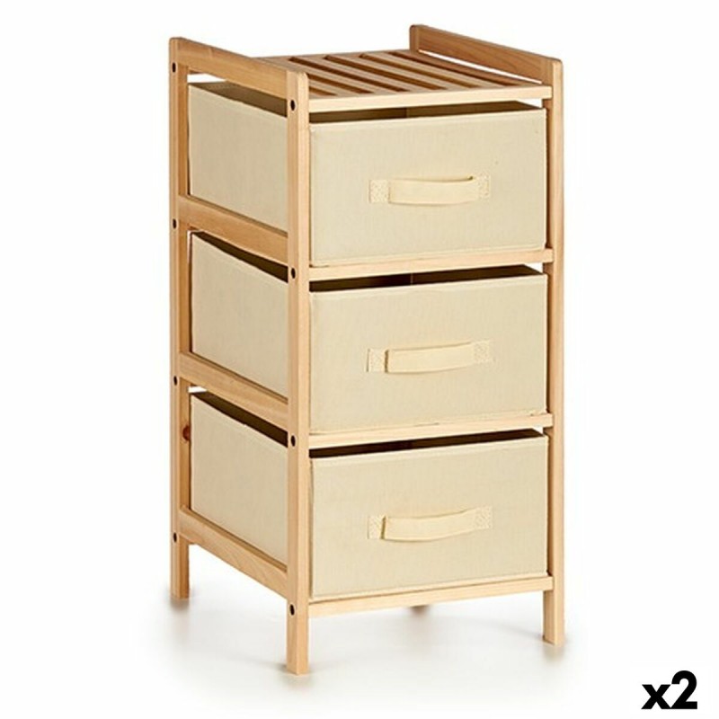 Chest of drawers Cream Wood Textile...