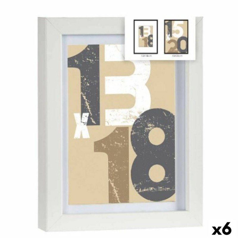 Wall photo frame White Glass MDF Wood...