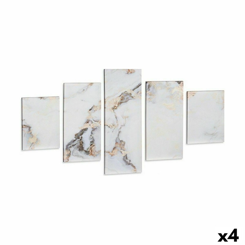 Set of 5 pictures Canvas Marble White...