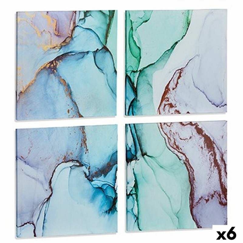 Set of 4 pictures Canvas Marble Blue...