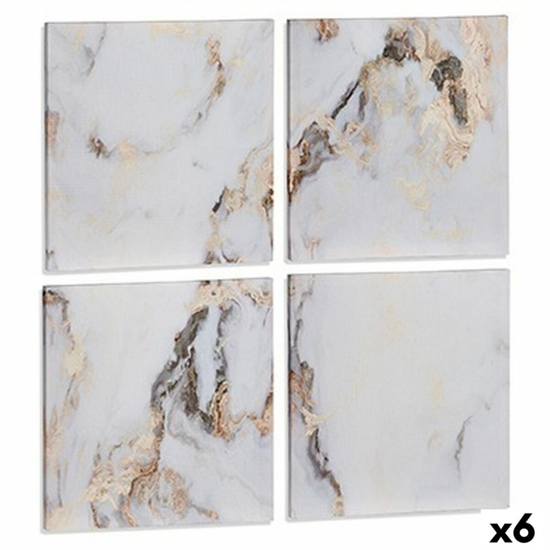 Set of 4 pictures Canvas Marble White...