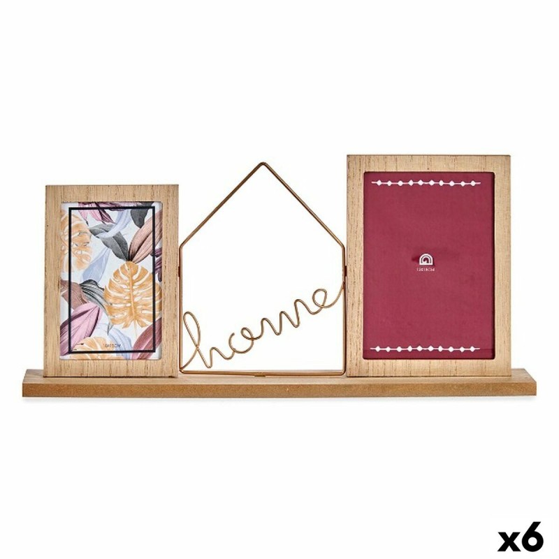 Photo frame Home Brown Wood Metal 6 x...