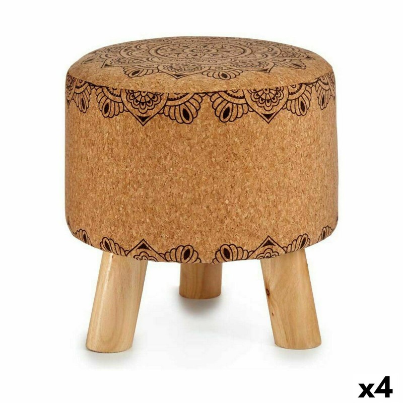 Pouf Mandala Marron Liège Bois MDF 28...