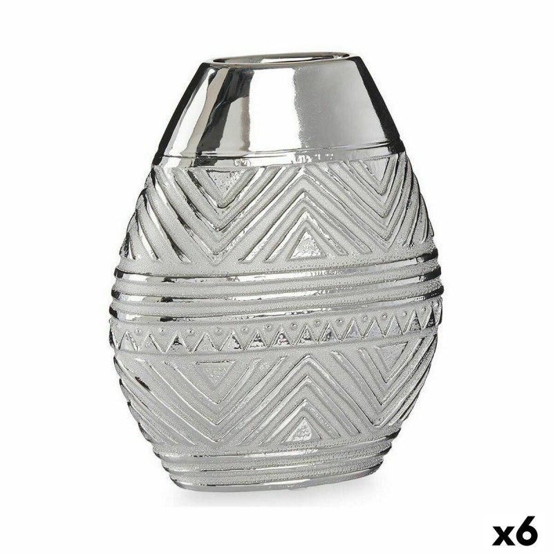 Vase Width Silver Ceramic 9,8 x 26,5...