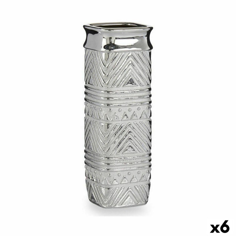 Vase Rectangular Silver Ceramic 10 x...