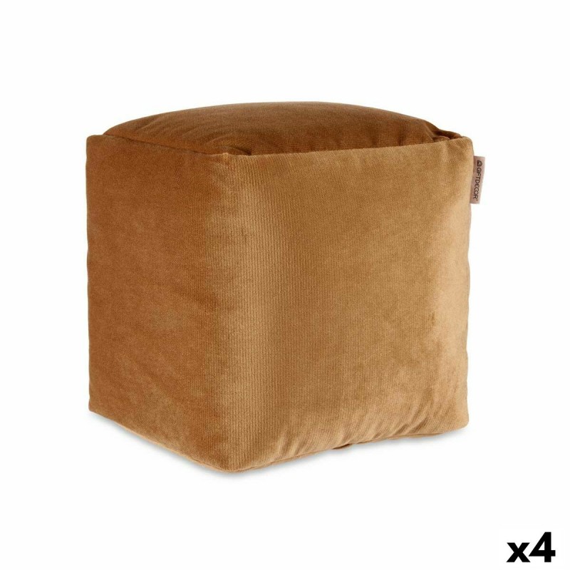 Poef Fluweel Beige 30 x 30 x 30 cm (4...