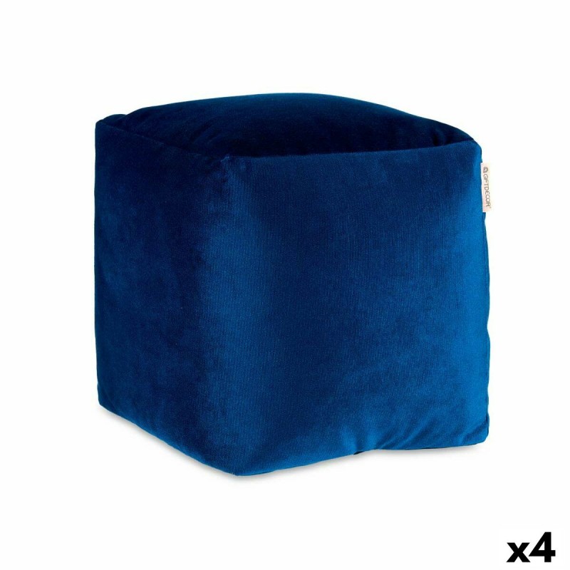 Poef Fluweel Blauw 30 x 30 x 30 cm (4...