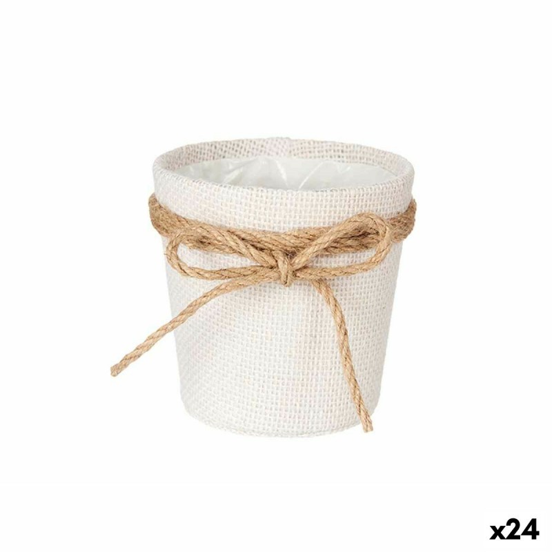 Cache-pot Lien Blanc Tissu 11 x 10,5...