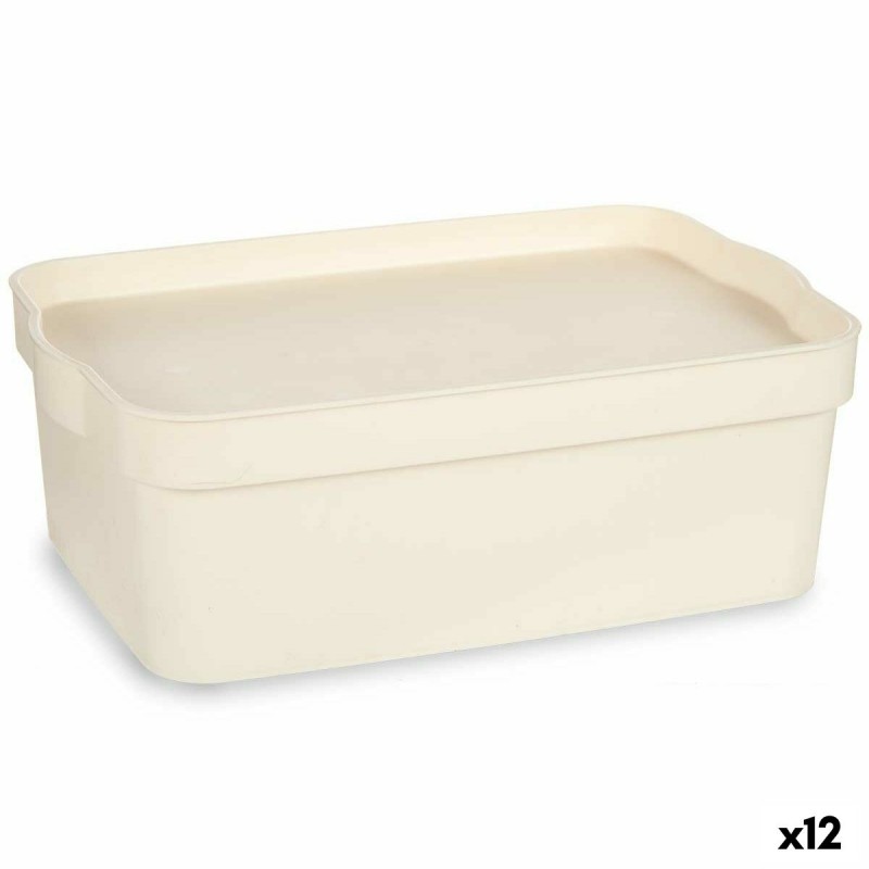 Storage Box with Lid Cream Plastic 6...