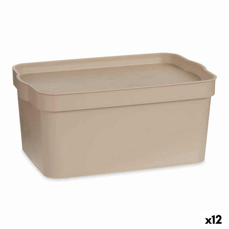 Storage Box with Lid Beige Plastic...