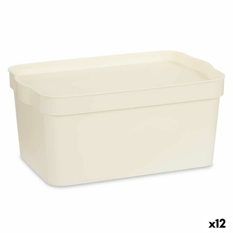 Storage Box with Lid Cream Plastic...