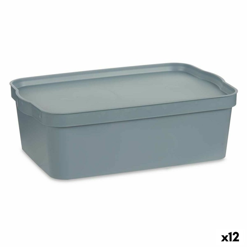 Storage Box with Lid Grey Plastic 14...