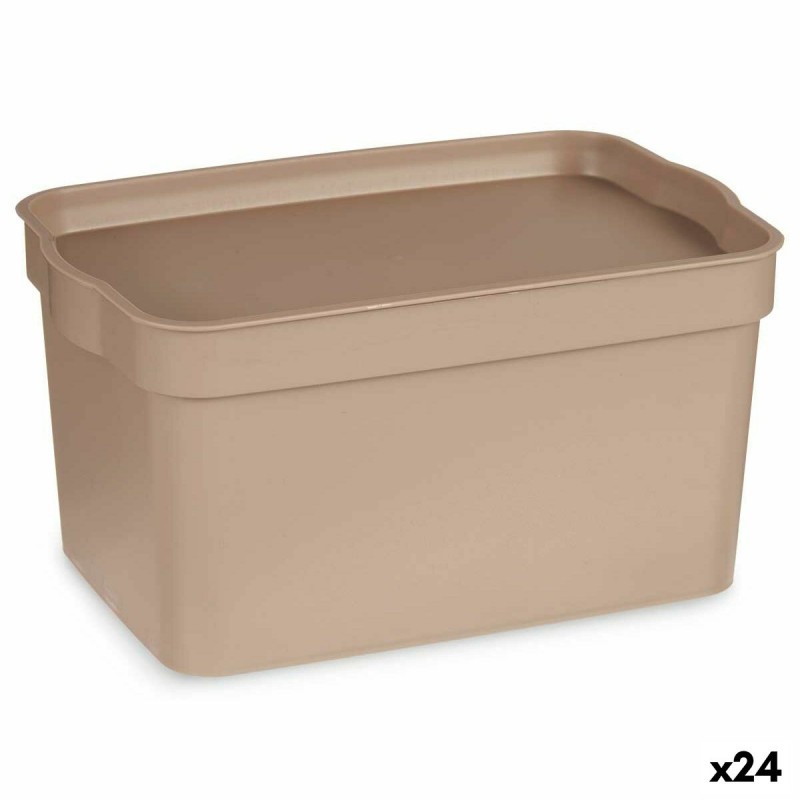 Storage Box with Lid Beige Plastic...