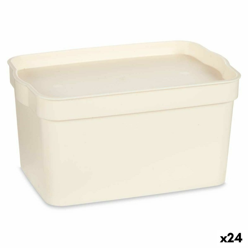 Storage Box with Lid Cream Plastic...