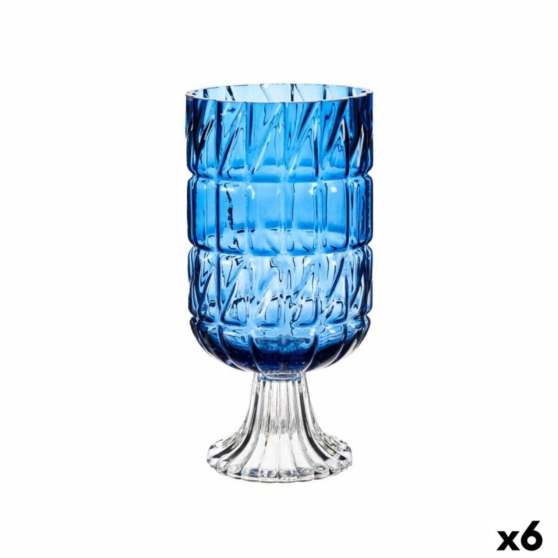 Vase Schnitzerei Blau Kristall 13 x...