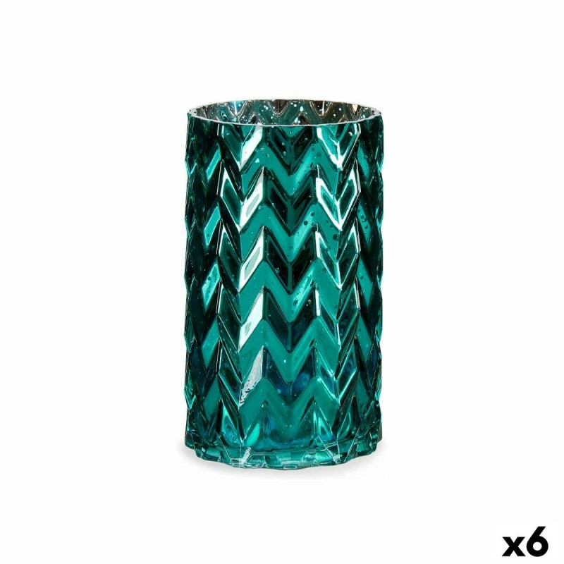 Vase Taillé Epis Turquoise Verre 11,3...