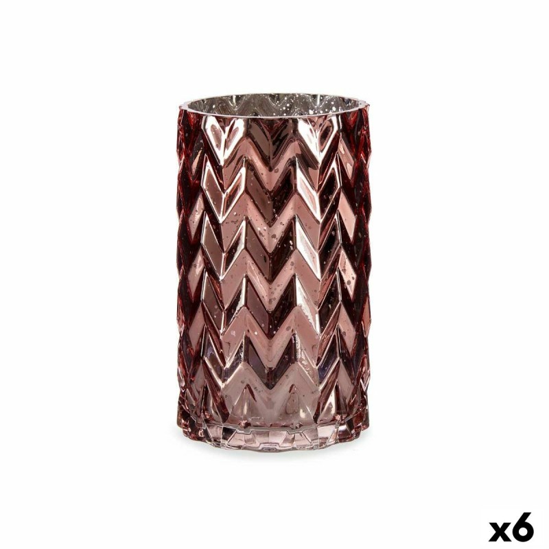 Vase Taillé Epis Rose Verre 11,3 x...