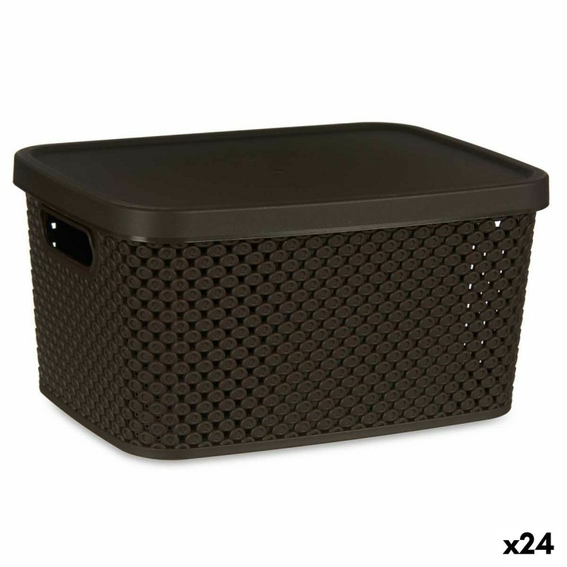 Storage Box with Lid Brown Plastic...