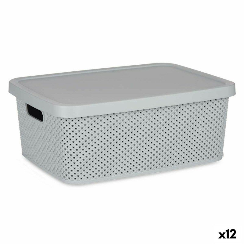 Storage Box with Lid Grey Plastic 13...