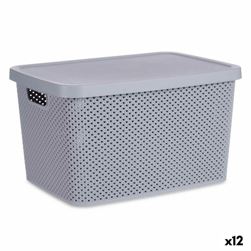 Storage Box with Lid Grey Plastic 19...