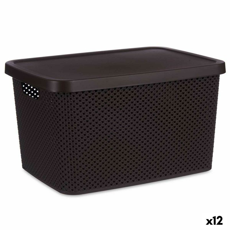 Storage Box with Lid Brown Plastic 19...