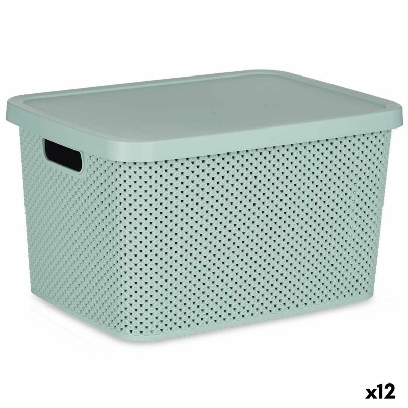 Storage Box with Lid Green Plastic 19...