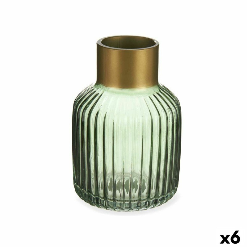 Vaas Strepen Groen Gouden Glas 12 x...