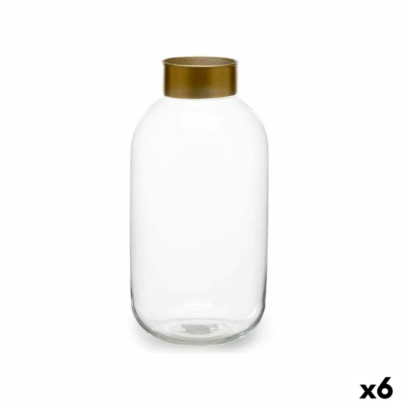 Vase Transparent Golden Glass 14,5 x...