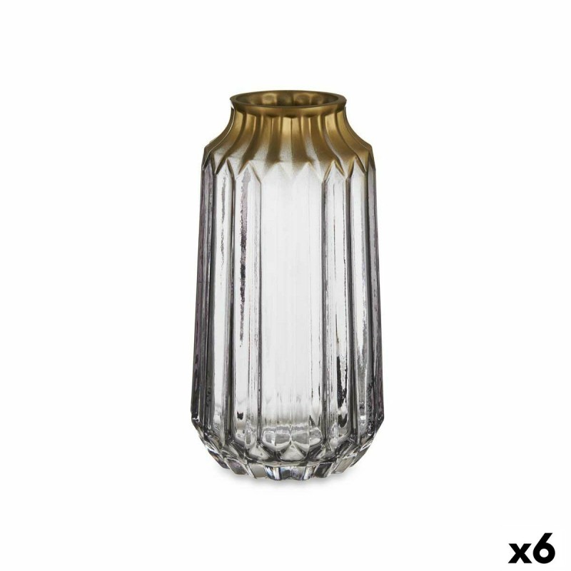 Vase Grau Glas 13 x 23,5 x 13 cm (6...