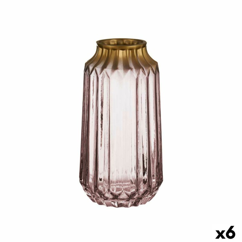 Vase Pink Glass 13 x 23,5 x 13 cm (6...