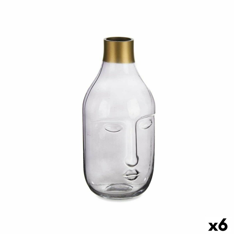 Vase Face Grey Glass 11 x 24,5 x 12...